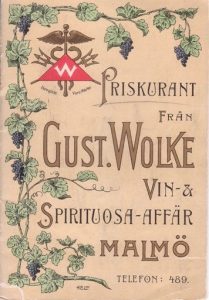 Gammal priskurant från Gustaf Wolke